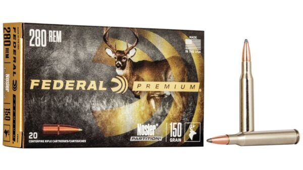 Federal Premium VITAL-SHOK .280 Remington 150 grain Nosler Partition Centerfire Rifle Ammunition P280A Caliber: .280 Remington 500 Rounds